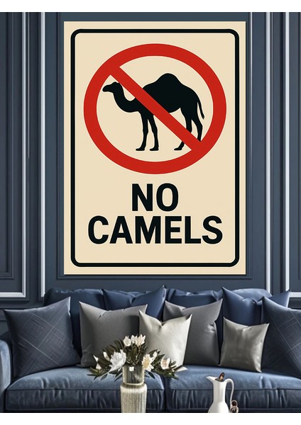 "deve Yok" Uyarı Posteri Dekoratif Kanvas - Mdf Ahşap Tablo