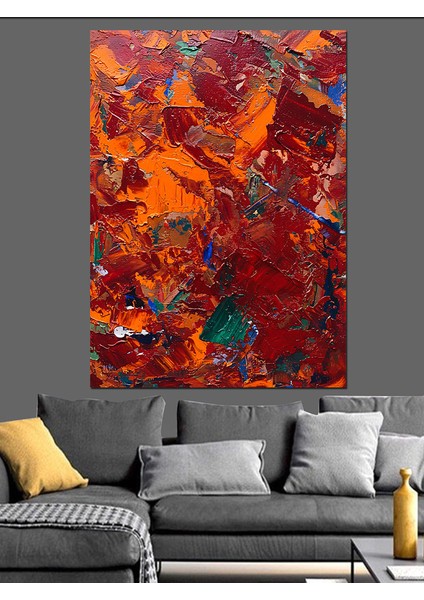 Soyut Kırmızı Kahverengi Dokular Dekoratif Kanvas - Mdf Ahşap Tablo
