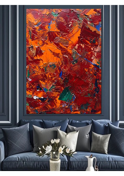 Soyut Kırmızı Kahverengi Dokular Dekoratif Kanvas - Mdf Ahşap Tablo fiyatları