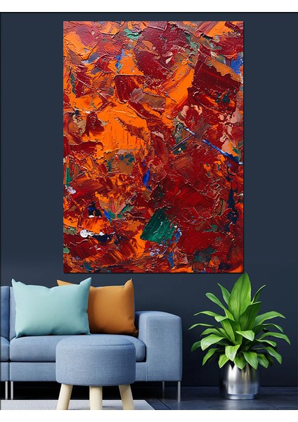 Soyut Kırmızı Kahverengi Dokular Dekoratif Kanvas - Mdf Ahşap Tablo fırsatları
