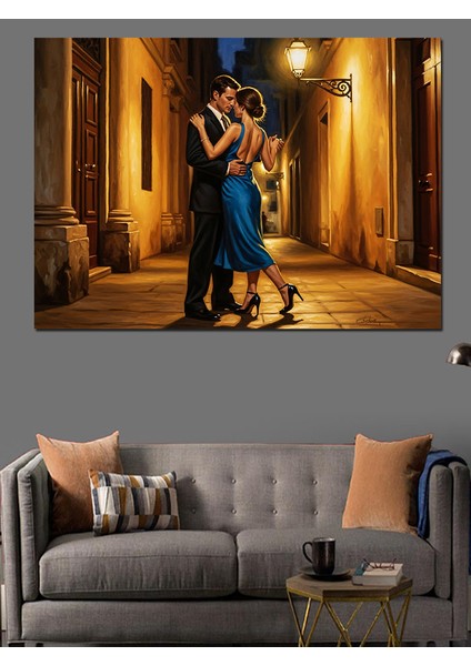 Sokakta Dans Eden Aşık Çift Dekoratif Kanvas - Mdf Ahşap Tablo fiyatları