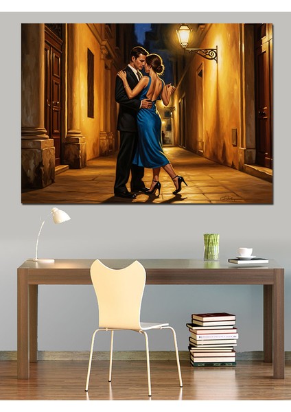 Sokakta Dans Eden Aşık Çift Dekoratif Kanvas - Mdf Ahşap Tablo modelleri