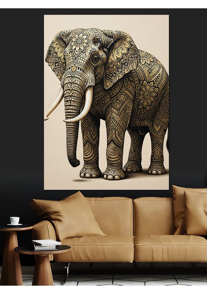 Detaylı Deri Dokulu Fil Dekoratif Kanvas - Mdf Ahşap Tablo