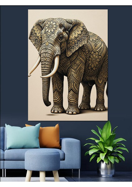 Detaylı Deri Dokulu Fil Dekoratif Kanvas - Mdf Ahşap Tablo fiyatları