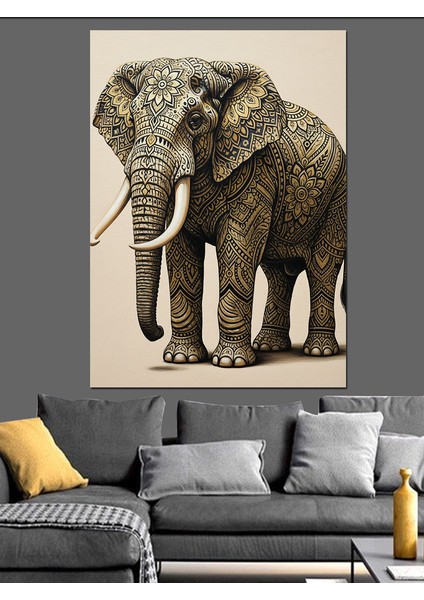 Detaylı Deri Dokulu Fil Dekoratif Kanvas - Mdf Ahşap Tablo fırsatları