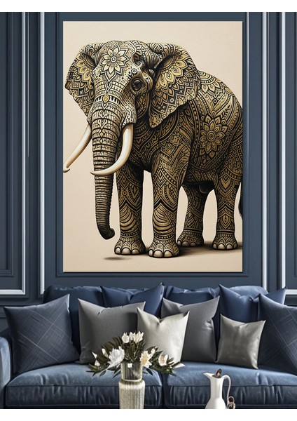 Detaylı Deri Dokulu Fil Dekoratif Kanvas - Mdf Ahşap Tablo indirimleri