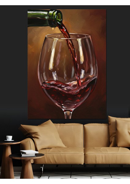 Şarap Kadehi Kırmızı Damla Dekoratif Kanvas - Mdf Ahşap Tablo modelleri