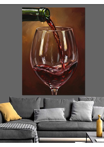 Şarap Kadehi Kırmızı Damla Dekoratif Kanvas - Mdf Ahşap Tablo indirimleri