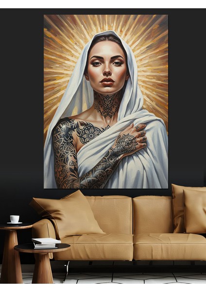 Örtülü Dövmeli Kadın Dekoratif Kanvas - Mdf Ahşap Tablo fiyatları
