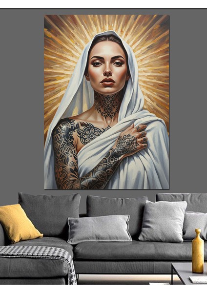 Örtülü Dövmeli Kadın Dekoratif Kanvas - Mdf Ahşap Tablo indirimleri