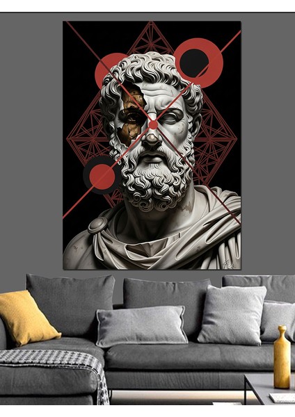 Sokrates Heykeli Sakallı Adam Dekoratif Kanvas - Mdf Ahşap Tablo