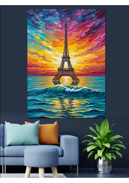 Eyfel Kulesi Gün Batımı Dekoratif Kanvas - Mdf Ahşap Tablo modelleri