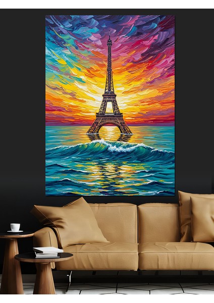 Eyfel Kulesi Gün Batımı Dekoratif Kanvas - Mdf Ahşap Tablo fırsatları