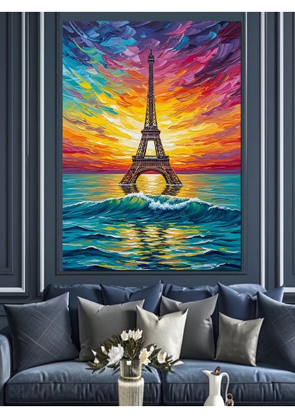 Eyfel Kulesi Gün Batımı Dekoratif Kanvas - Mdf Ahşap Tablo indirimleri