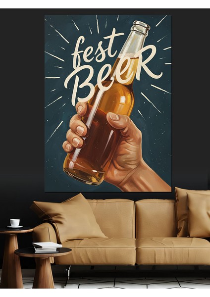 Bira Içen El Işareti Dekoratif Kanvas - Mdf Ahşap Tablo fiyatları