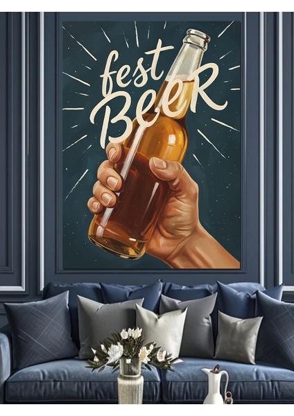 Bira Içen El Işareti Dekoratif Kanvas - Mdf Ahşap Tablo modelleri