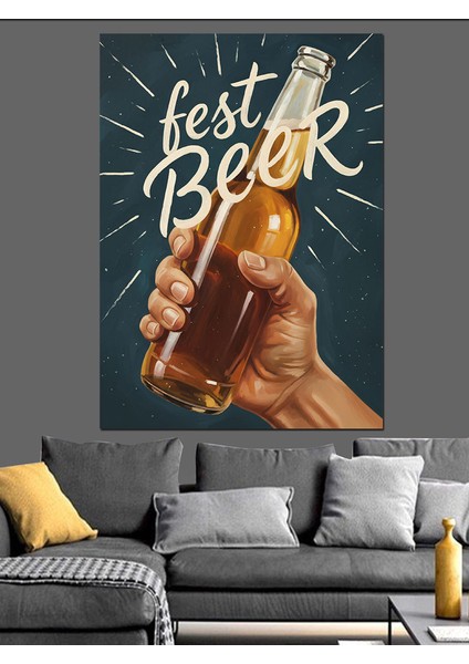 Bira Içen El Işareti Dekoratif Kanvas - Mdf Ahşap Tablo fırsatları