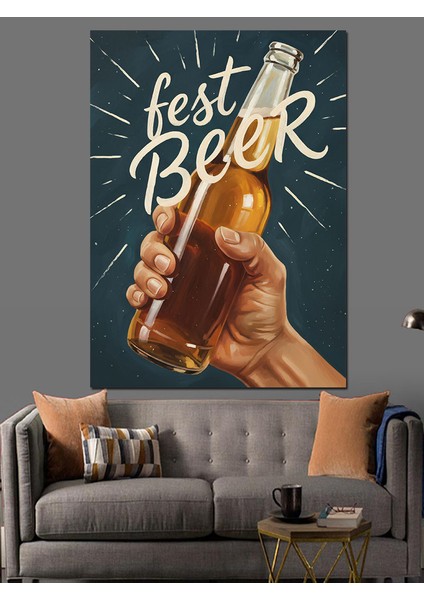 Bira Içen El Işareti Dekoratif Kanvas - Mdf Ahşap Tablo indirimleri