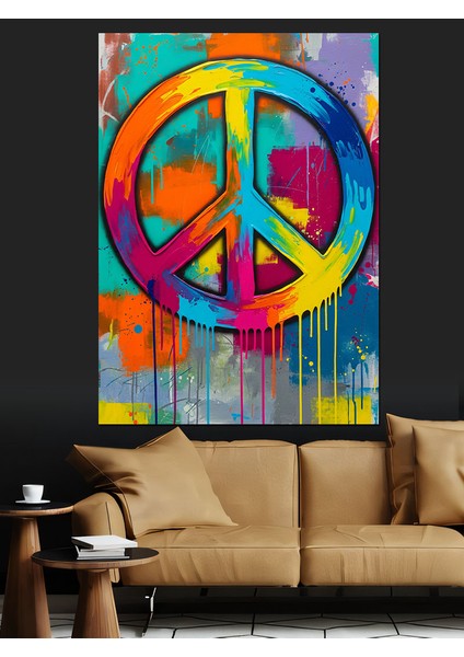 Barış Sembolü Soyut Desen Dekoratif Kanvas - Mdf Ahşap Tablo fırsatları