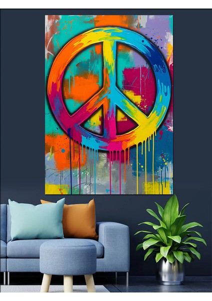 Barış Sembolü Soyut Desen Dekoratif Kanvas - Mdf Ahşap Tablo indirimleri