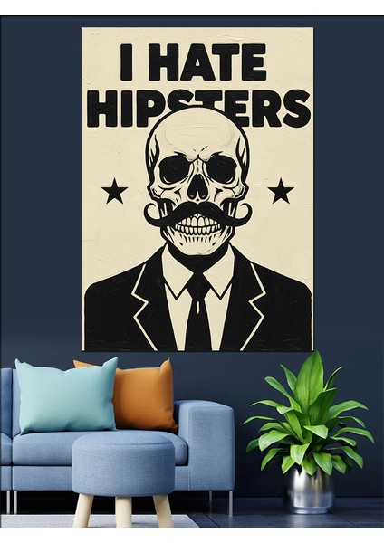 Kurukafa Bıyık Nefret Yazısı Dekoratif Kanvas - Mdf Ahşap Tablo fiyatları