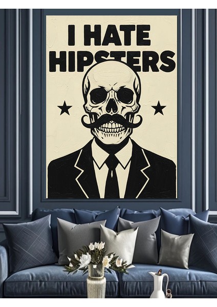 Kurukafa Bıyık Nefret Yazısı Dekoratif Kanvas - Mdf Ahşap Tablo fırsatları