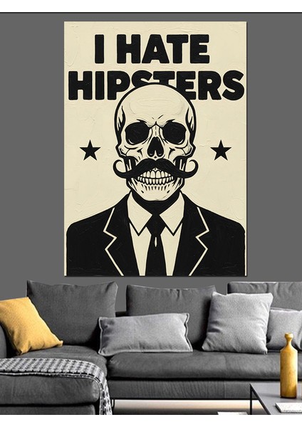 Kurukafa Bıyık Nefret Yazısı Dekoratif Kanvas - Mdf Ahşap Tablo indirimleri