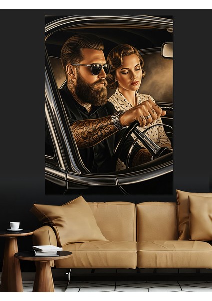 Gözlüklü Şık Adam Portresi Dekoratif Kanvas - Mdf Ahşap Tablo