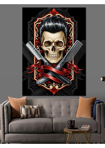 Kurukafa Bıçak Tarak Ustura Kuaför Dekoratif Kanvas - Mdf Ahşap Tablo