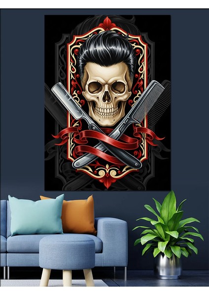 Kurukafa Bıçak Tarak Ustura Kuaför Dekoratif Kanvas - Mdf Ahşap Tablo fiyatları