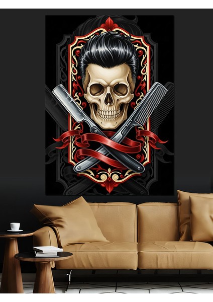 Kurukafa Bıçak Tarak Ustura Kuaför Dekoratif Kanvas - Mdf Ahşap Tablo modelleri