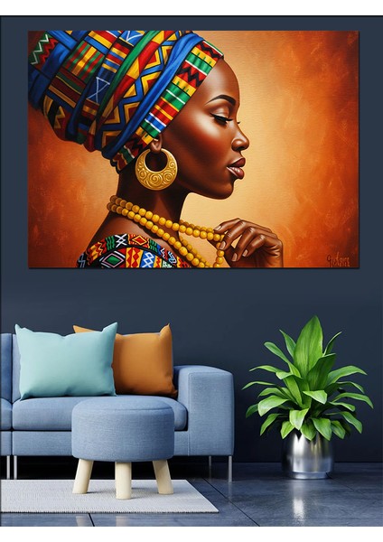 Renkli Afrikalı Kadın Portresi Dekoratif Kanvas - Mdf Ahşap Tablo indirimleri