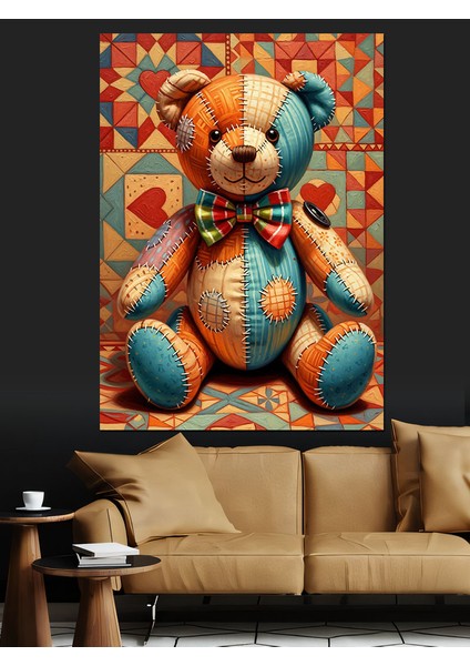 Oturan Sevimli Ayıcık Resmi Dekoratif Kanvas - Mdf Ahşap Tablo fiyatları