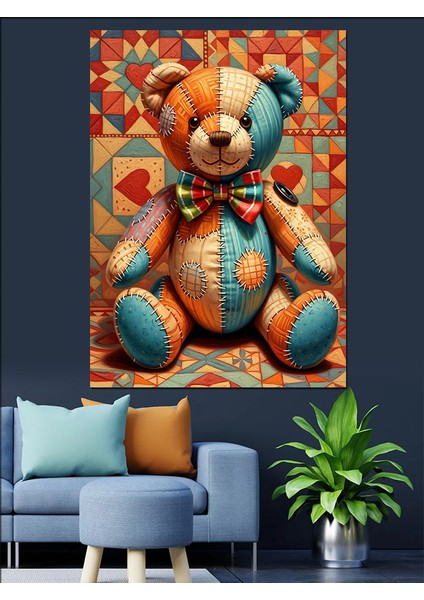 Oturan Sevimli Ayıcık Resmi Dekoratif Kanvas - Mdf Ahşap Tablo modelleri