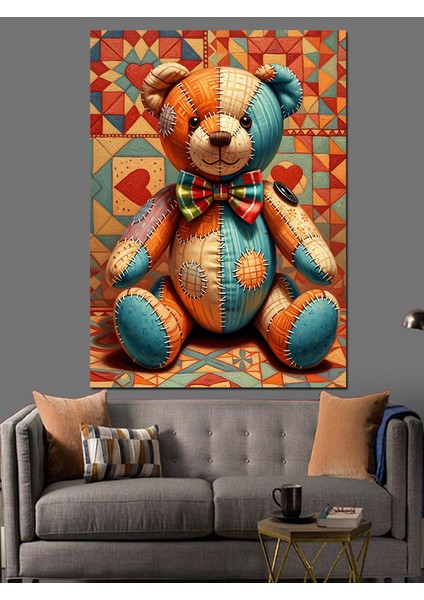 Oturan Sevimli Ayıcık Resmi Dekoratif Kanvas - Mdf Ahşap Tablo fırsatları