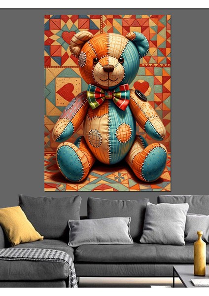 Oturan Sevimli Ayıcık Resmi Dekoratif Kanvas - Mdf Ahşap Tablo indirimleri