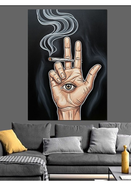 Sigara Dumanı El Illüstrasyon Dekoratif Kanvas - Mdf Ahşap Tablo modelleri