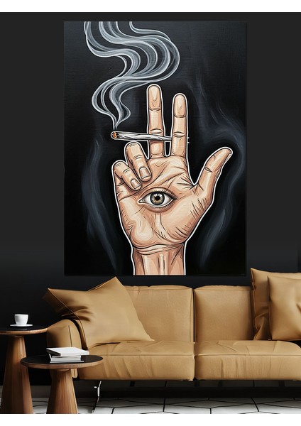 Sigara Dumanı El Illüstrasyon Dekoratif Kanvas - Mdf Ahşap Tablo indirimleri