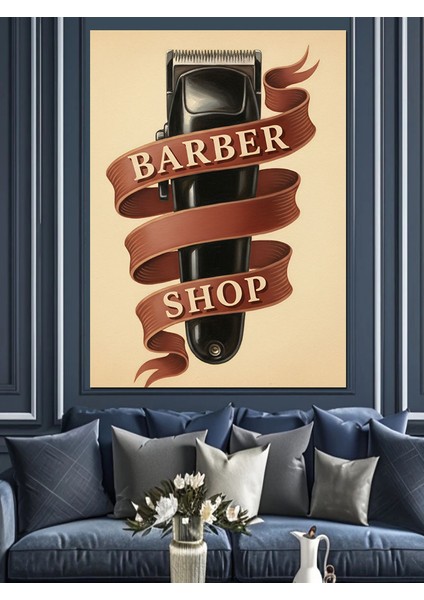 Berber Dükkanı Retro Afiş Dekoratif Kanvas - Mdf Ahşap Tablo