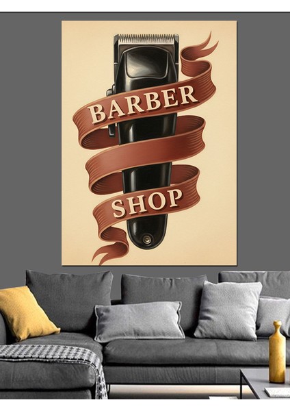 Berber Dükkanı Retro Afiş Dekoratif Kanvas - Mdf Ahşap Tablo fiyatları