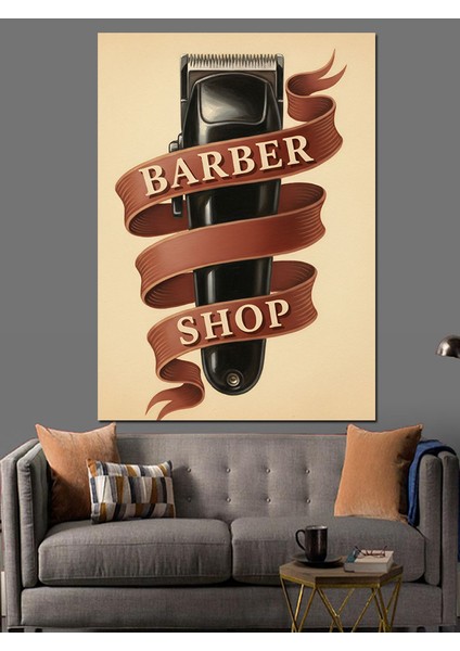 Berber Dükkanı Retro Afiş Dekoratif Kanvas - Mdf Ahşap Tablo modelleri
