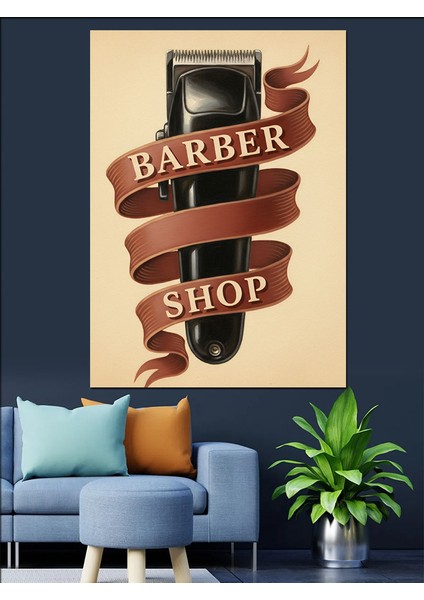 Berber Dükkanı Retro Afiş Dekoratif Kanvas - Mdf Ahşap Tablo fırsatları