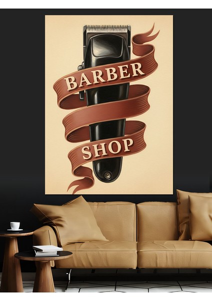 Berber Dükkanı Retro Afiş Dekoratif Kanvas - Mdf Ahşap Tablo indirimleri