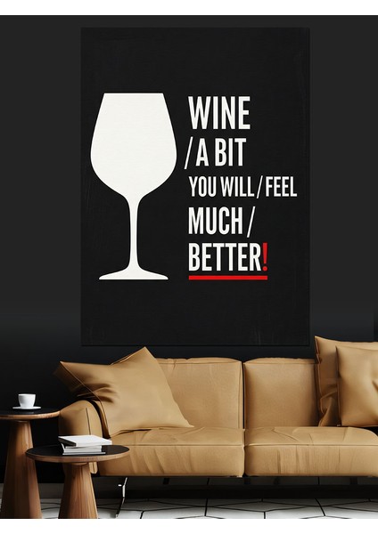 Şarap Kadehi Yazı Retro Dekoratif Kanvas - Mdf Ahşap Tablo fiyatları