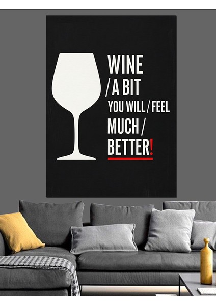 Şarap Kadehi Yazı Retro Dekoratif Kanvas - Mdf Ahşap Tablo fırsatları