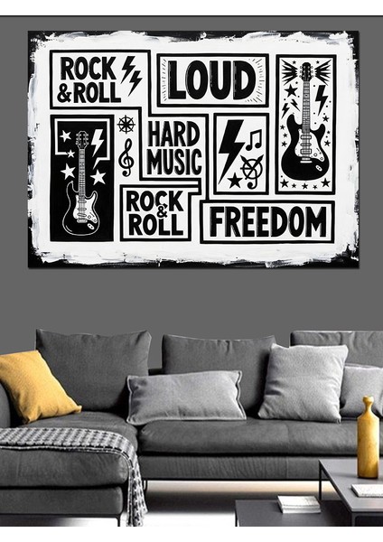Hard Rock Loud Power Afişi Dekoratif Kanvas - Mdf Ahşap Tablo