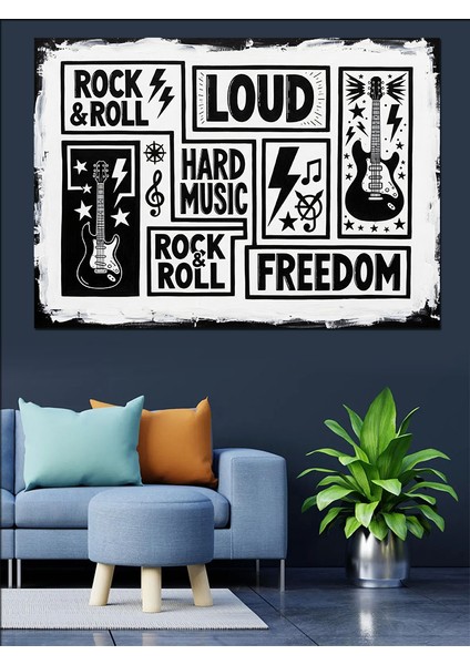 Hard Rock Loud Power Afişi Dekoratif Kanvas - Mdf Ahşap Tablo modelleri