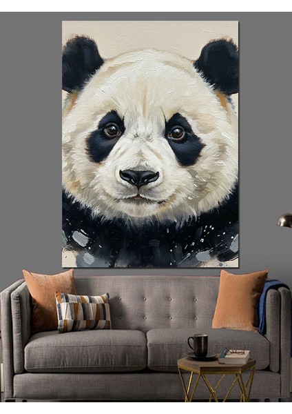 Gerçekçi Panda Yüz Portresi Dekoratif Kanvas - Mdf Ahşap Tablo fiyatları