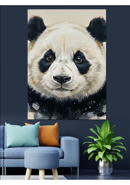 Gerçekçi Panda Yüz Portresi Dekoratif Kanvas - Mdf Ahşap Tablo modelleri