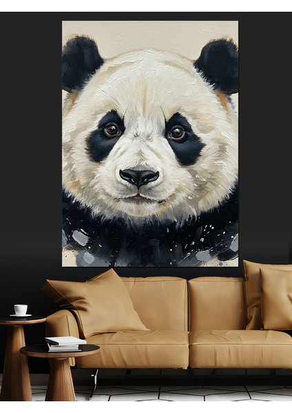 Gerçekçi Panda Yüz Portresi Dekoratif Kanvas - Mdf Ahşap Tablo fırsatları